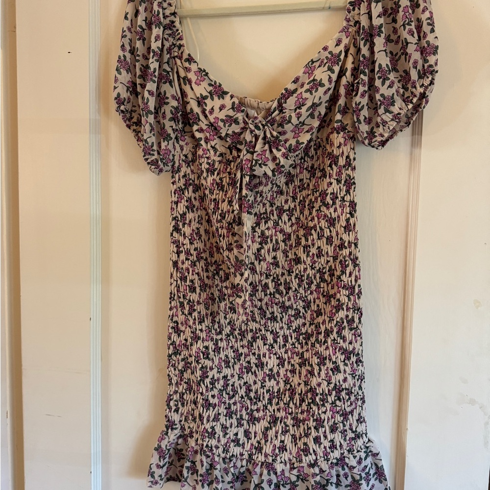 Floral Smocked Dress with Puff Sleeves
